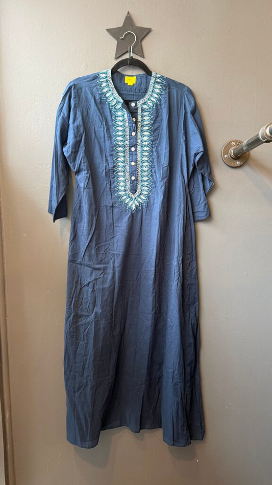 Embroidered Midi Caftan Dress