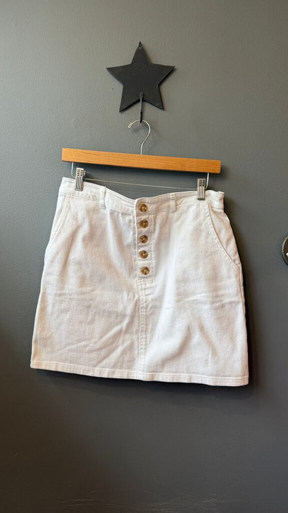 Button Front Denim Skirt