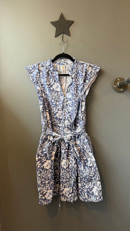 Tie Waist Block Print Mini Dress