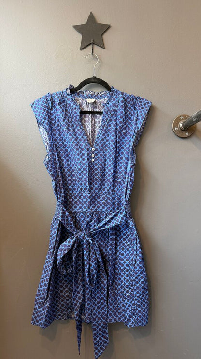 Tie Waist Block Print Mini Dress