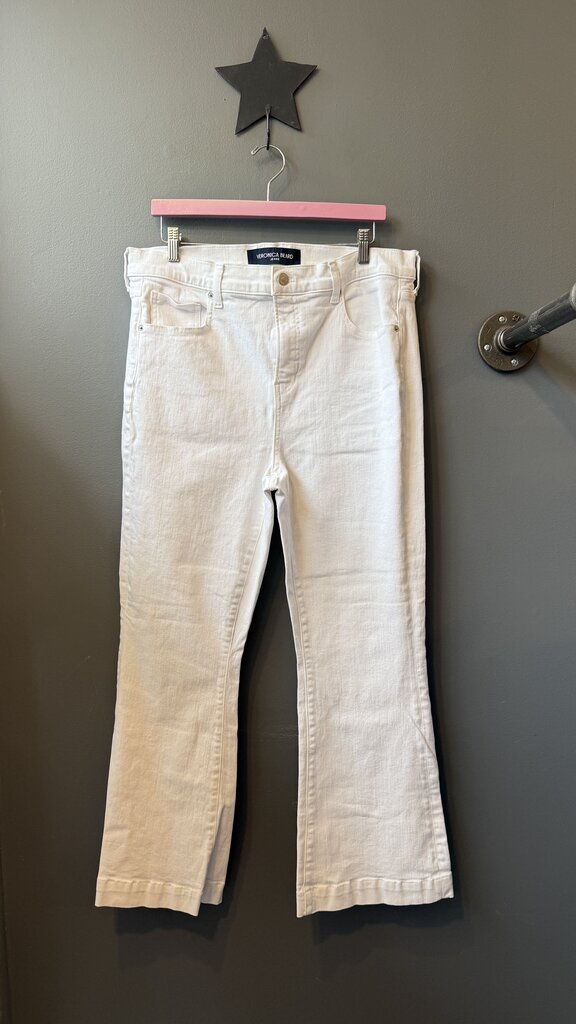 Carson Ankle Flare White Jeans