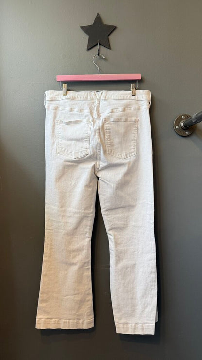 Carson Ankle Flare White Jeans