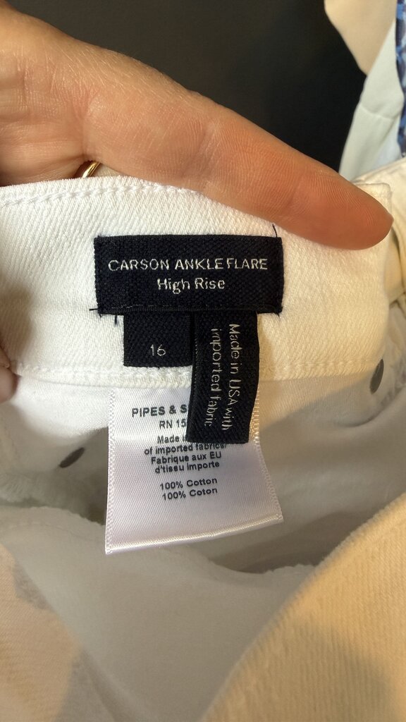 Carson Ankle Flare White Jeans