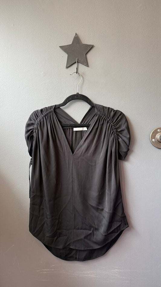 Silk Drawstring Shoulder Blouse