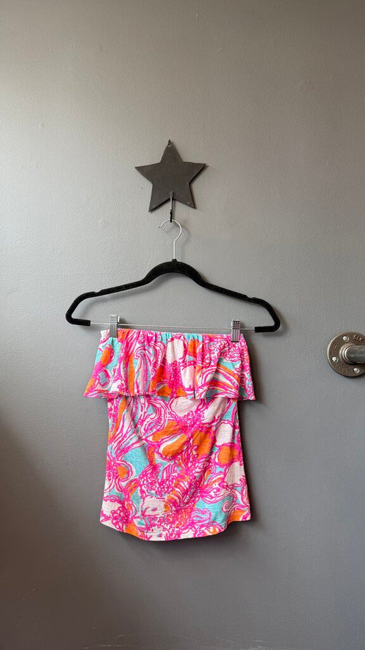 Strapless Ruffle TShirt Top