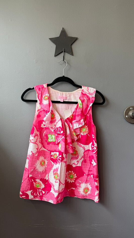 Ruffle Neck Swiss Dot Top