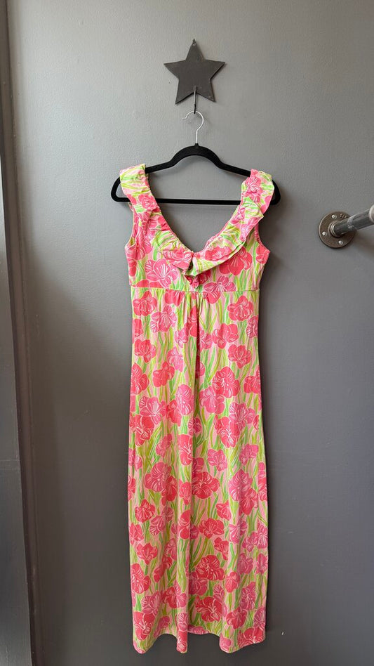 Cotton Jersey Ruffle Maxi Dress