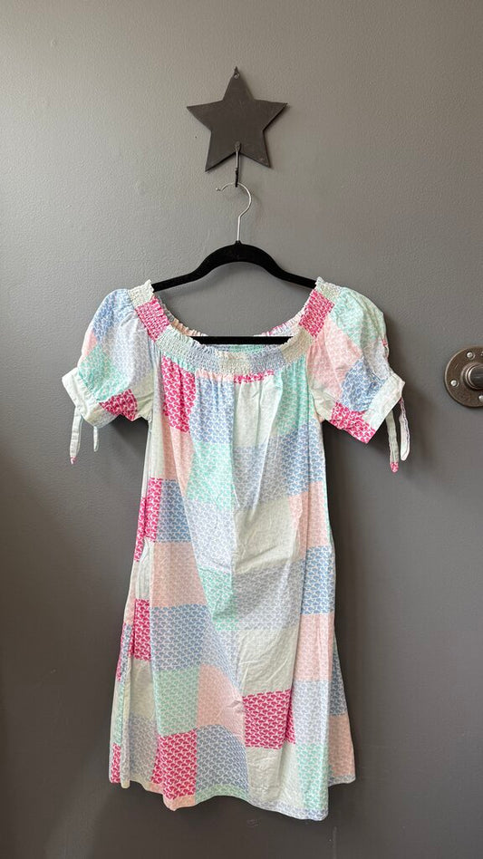 Off the Shoulder Whale Print Cotton Dress