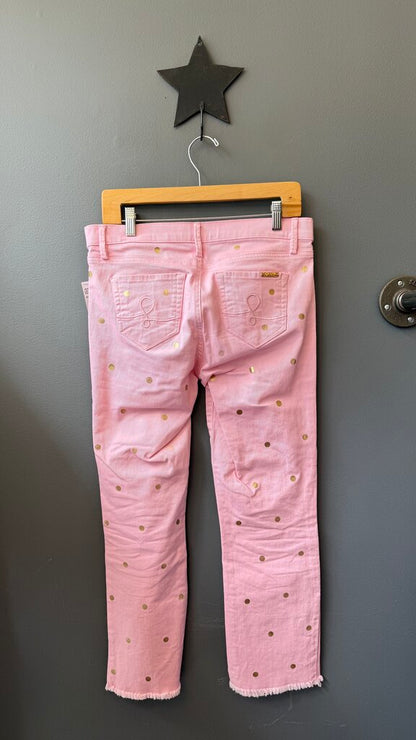 Metallic Polka Dot Straight Jeans