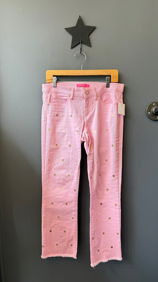 Metallic Polka Dot Straight Jeans