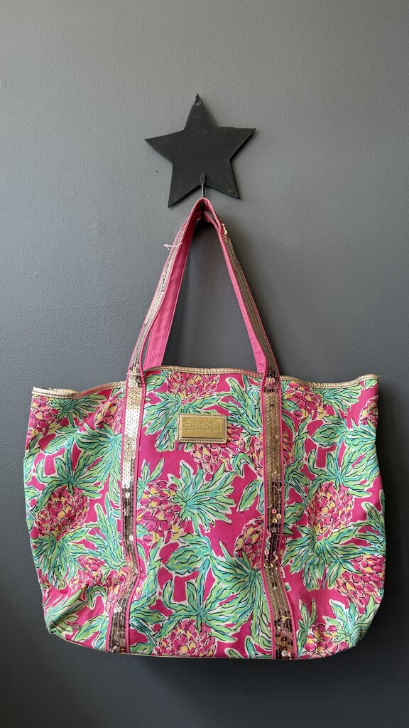 Sequin Trim Canvas Tote Bag