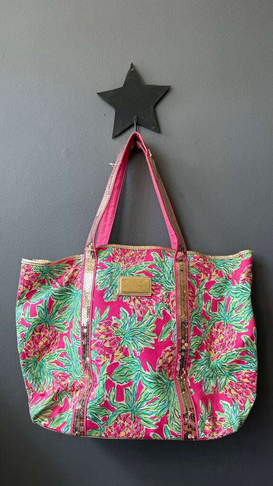 Sequin Trim Canvas Tote Bag