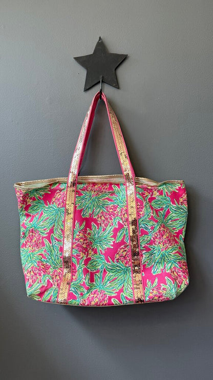 Sequin Trim Canvas Tote Bag