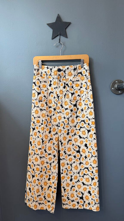 Colette Flower Print Wide Leg Crop Pants