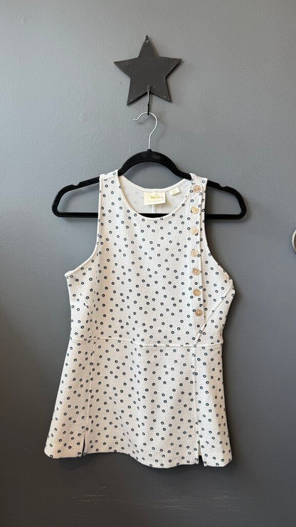 Button Detail Crinkle Peplum Tank