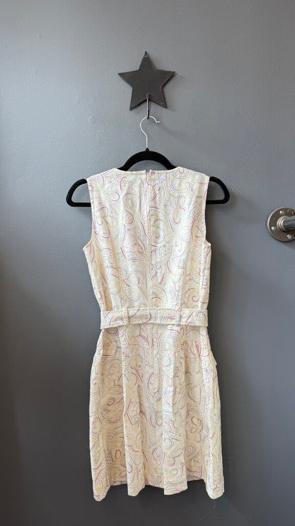 Embroidered Denim Belted Dress