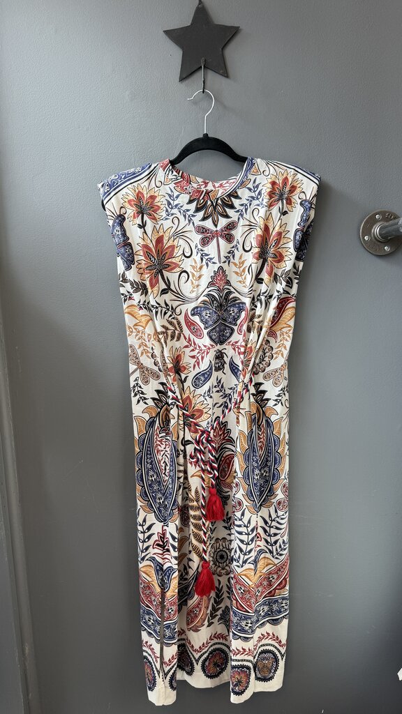 Printed Tie Waist Midi Dress