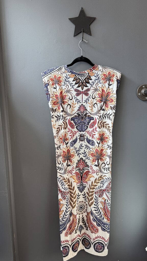 Printed Tie Waist Midi Dress