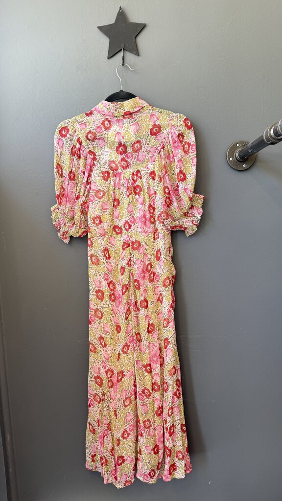 Floral Ruched Chiffon Midi Dress