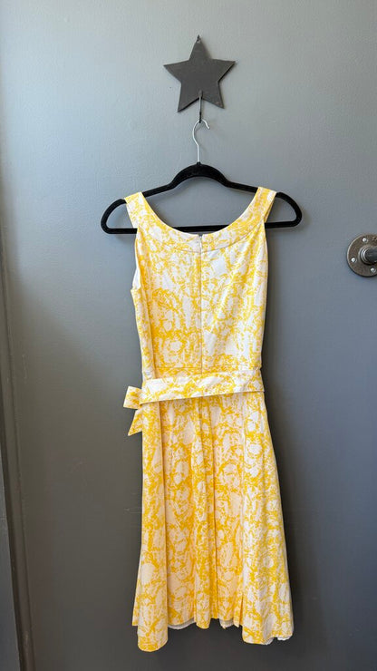 Print Belted Fit Flare Dress