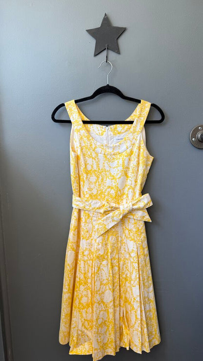Print Belted Fit Flare Dress