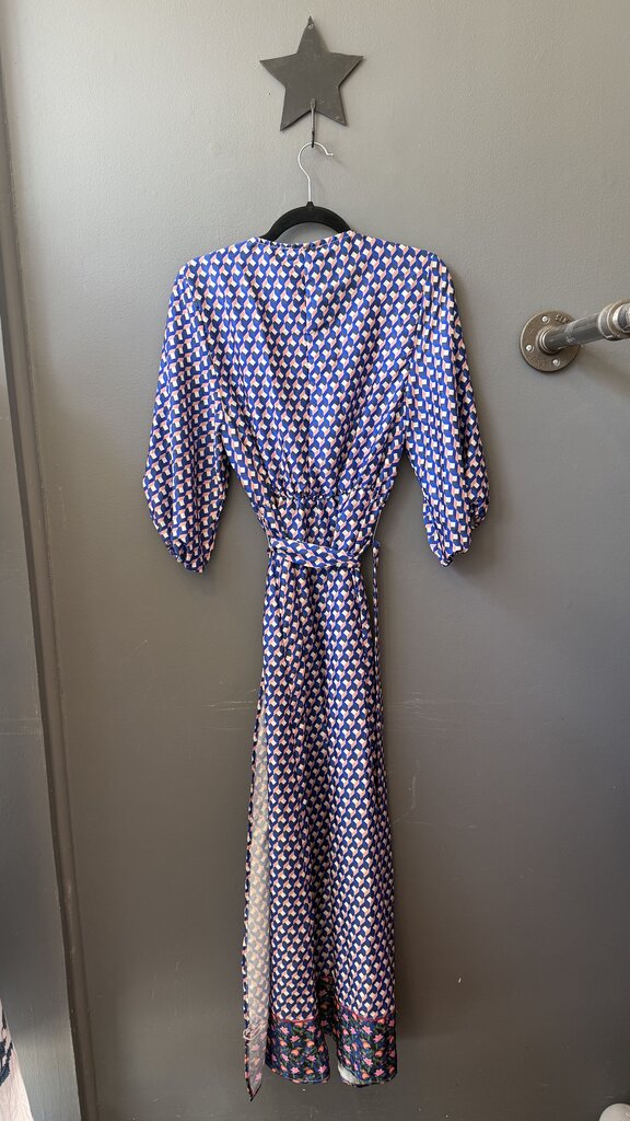 Mixed Print Faux Wrap Maxi Dress