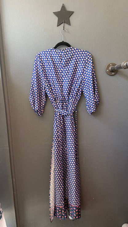 Mixed Print Faux Wrap Maxi Dress