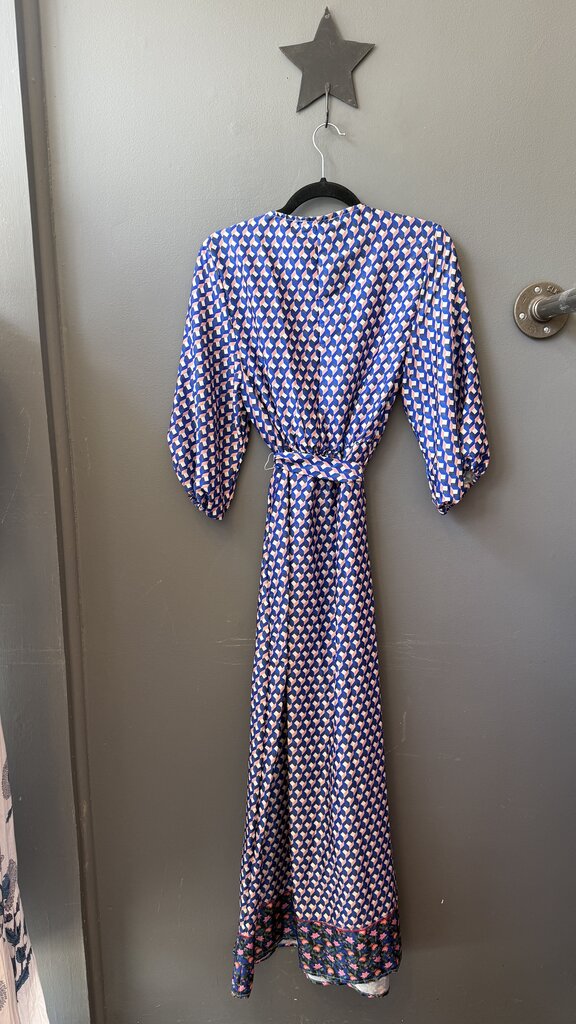 Mixed Print Faux Wrap Maxi Dress