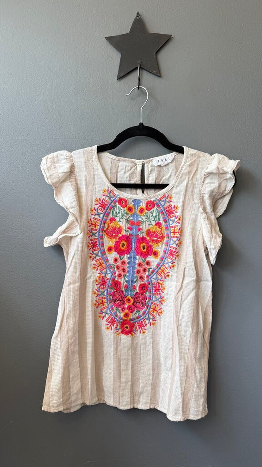 Embroidered Stripe Top