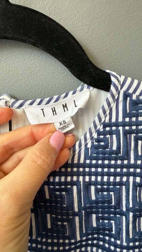 Stripe Greek Key Mini Dress