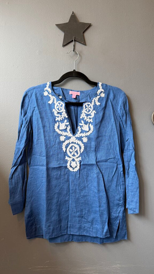 Linen Embroidered Tunic Top
