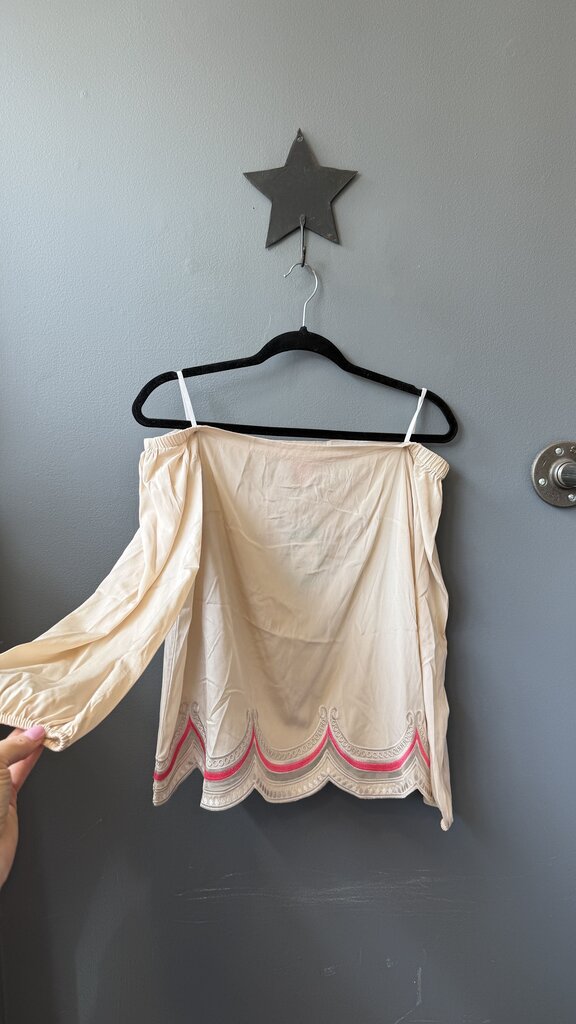 Silk Embroidered Off the Shoulder Blouse