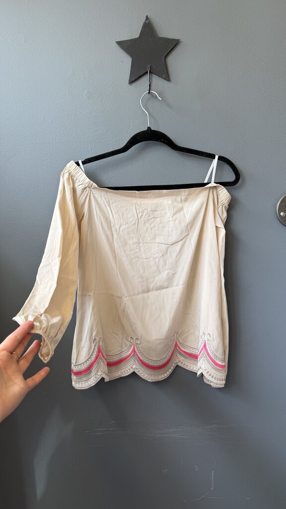 Silk Embroidered Off the Shoulder Blouse