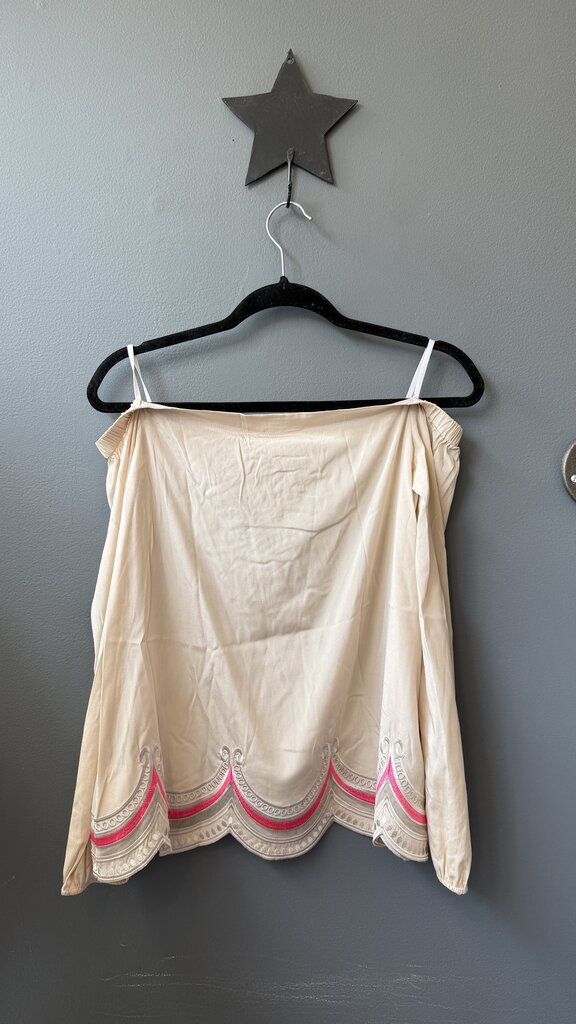 Silk Embroidered Off the Shoulder Blouse