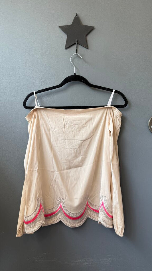 Silk Embroidered Off the Shoulder Blouse