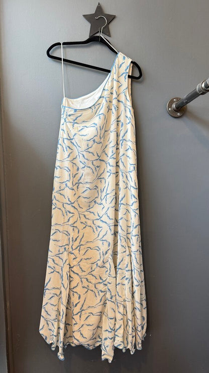 Coral Print One Shoulder Maxi Dress