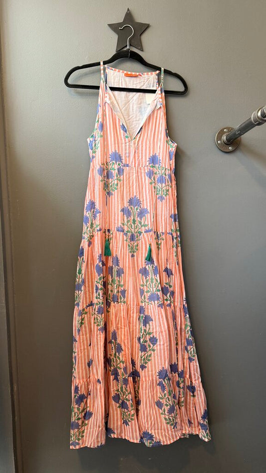 Tiered Block Print Maxi Dress
