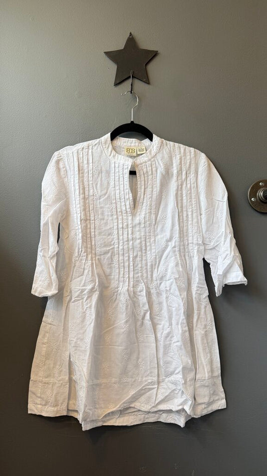 Cotton Linen Pintuck Tunic Blouse