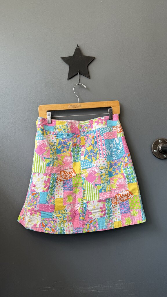 Reversible Patch Print / Stripe Skirt