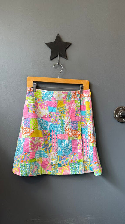 Reversible Patch Print / Stripe Skirt