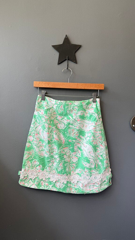 Floral Lace Hem Skirt