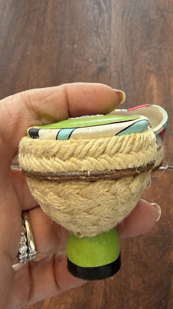 Silk Print Espadrille Kitten Heel Slides