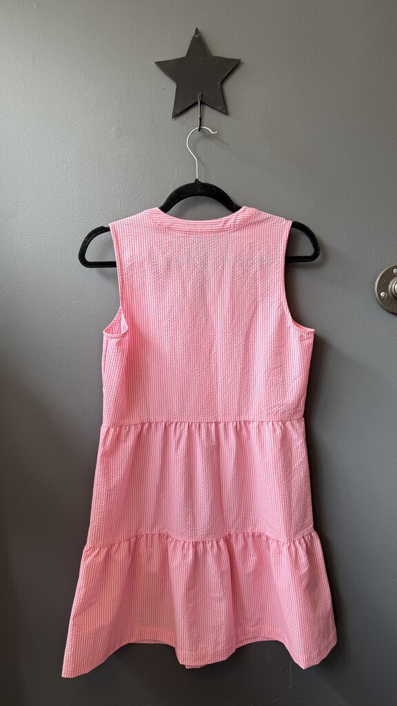 Performance Stripe Ruffle Hem Dress