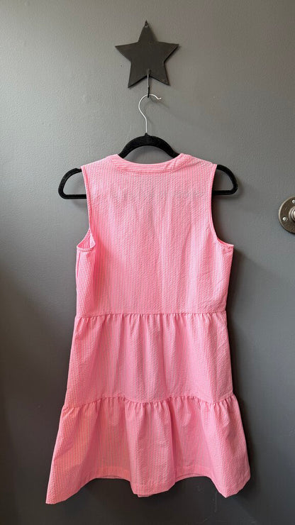 Performance Stripe Ruffle Hem Dress