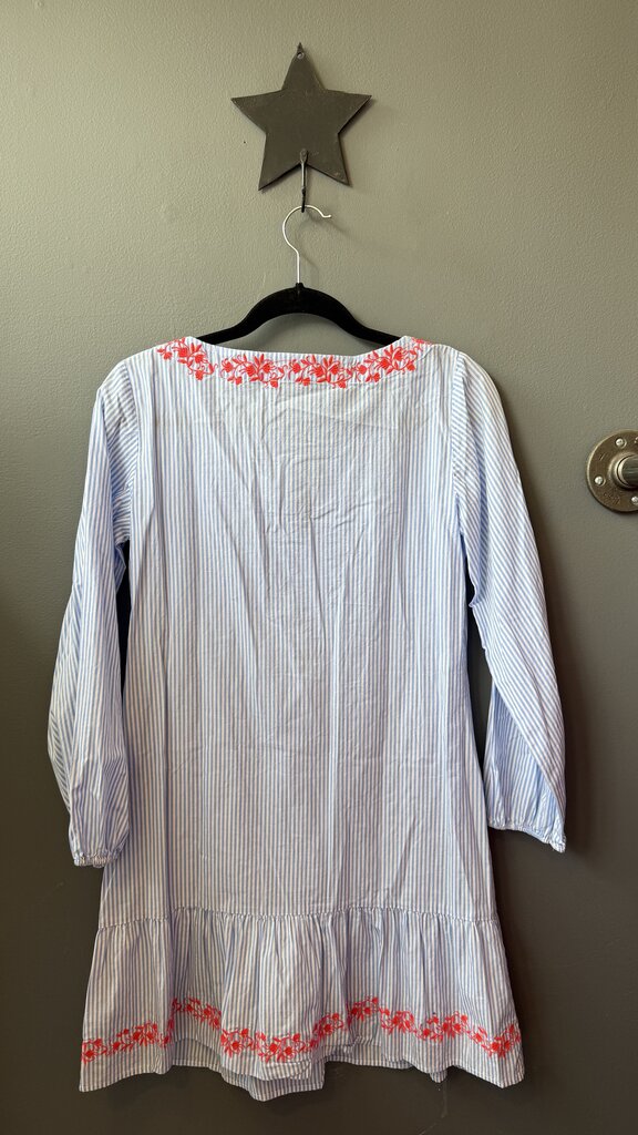 Cotton Embroidered Ruffle Hem Shift Dress