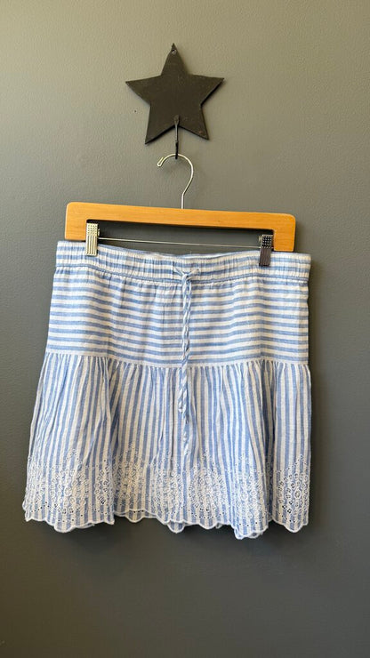 Cotton Stripe Eyelet Skirt