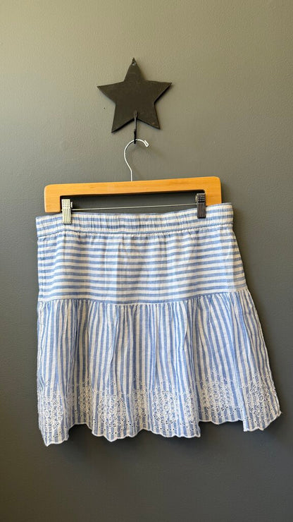 Cotton Stripe Eyelet Skirt