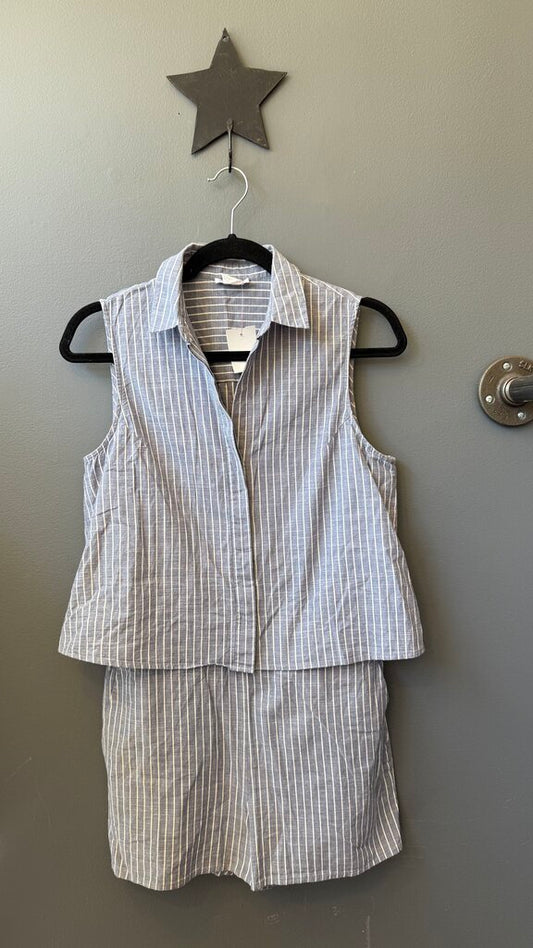 Cotton Stripe Open Back Romper
