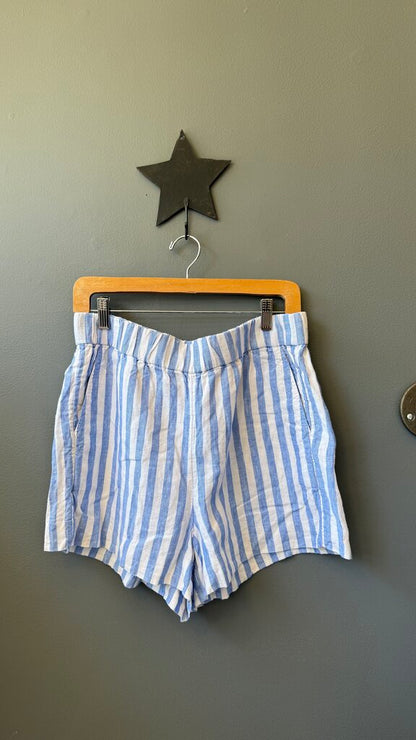 Linen Stripe Pull On Shorts