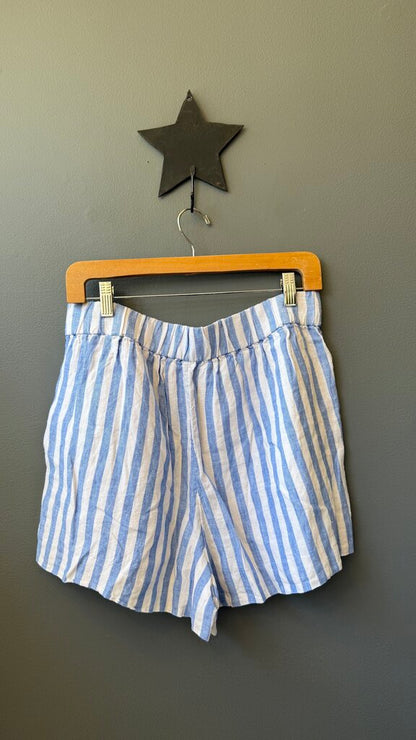Linen Stripe Pull On Shorts